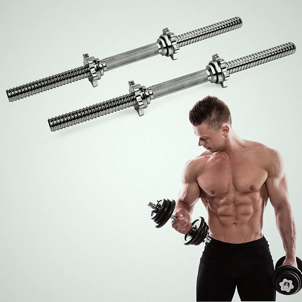 XPRT Adjustable Dumbbell Handles 14"/19.5" Chrome/Black/Rubber 1" Plate Gym Set