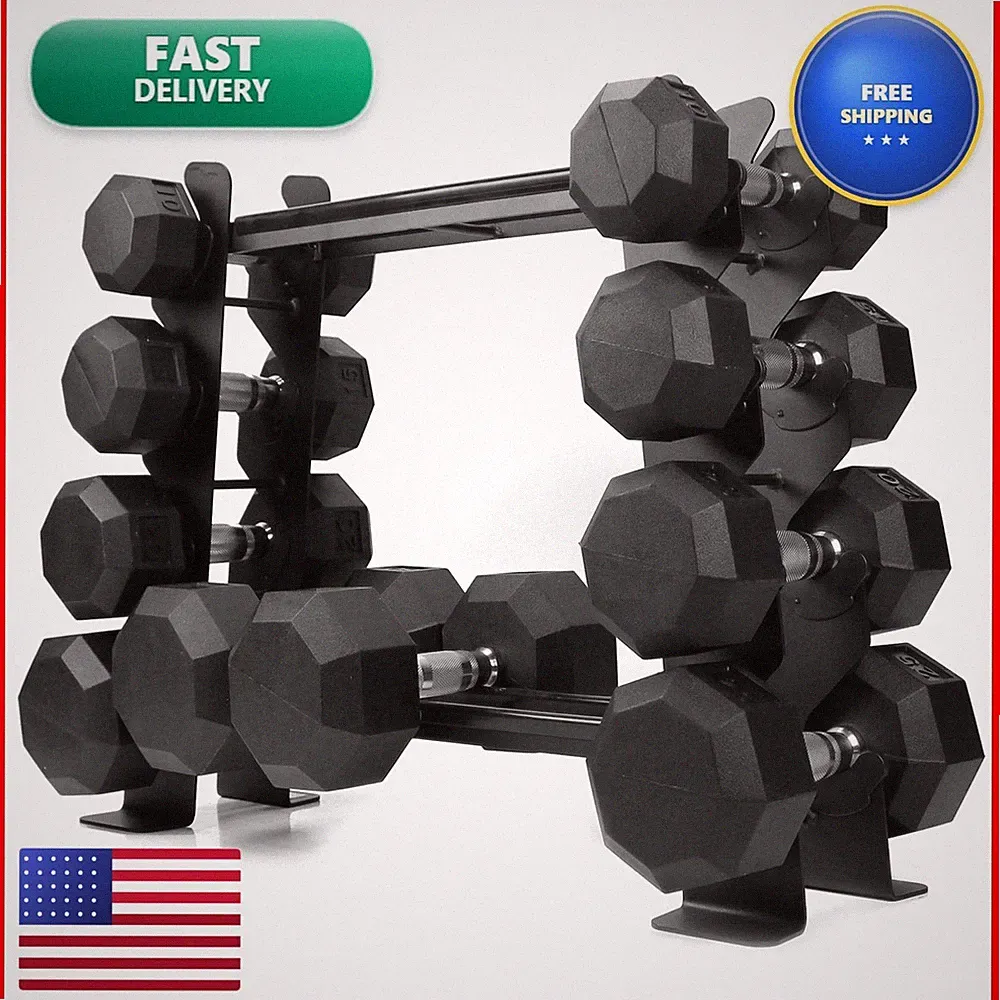 XPRT Fitness Dumbbell Rack 400 lbs Capacity 2-Tier Steel Frame Fits 5-30 lb