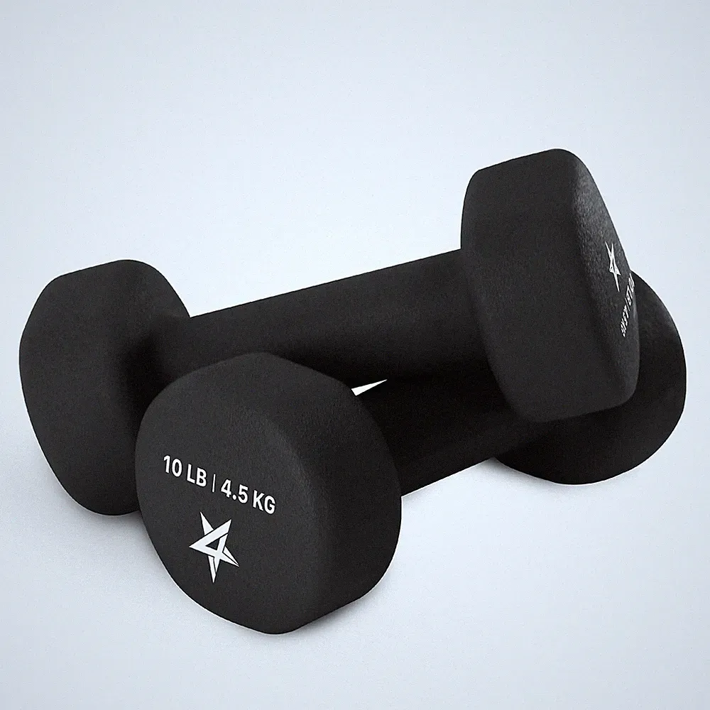 Yes4All 10 lbs Neoprene Dumbbell Pair Black Non Slip Hand Weights for Workouts