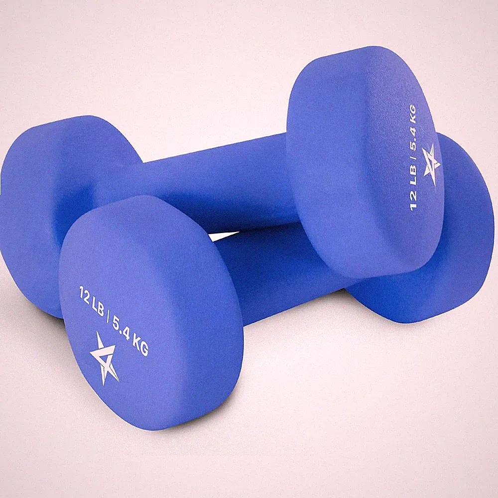 Yes4All 12 Pound Hex Dumbbells,1 Pair Neoprene Cast Iron Hand Weights, Dark Blue