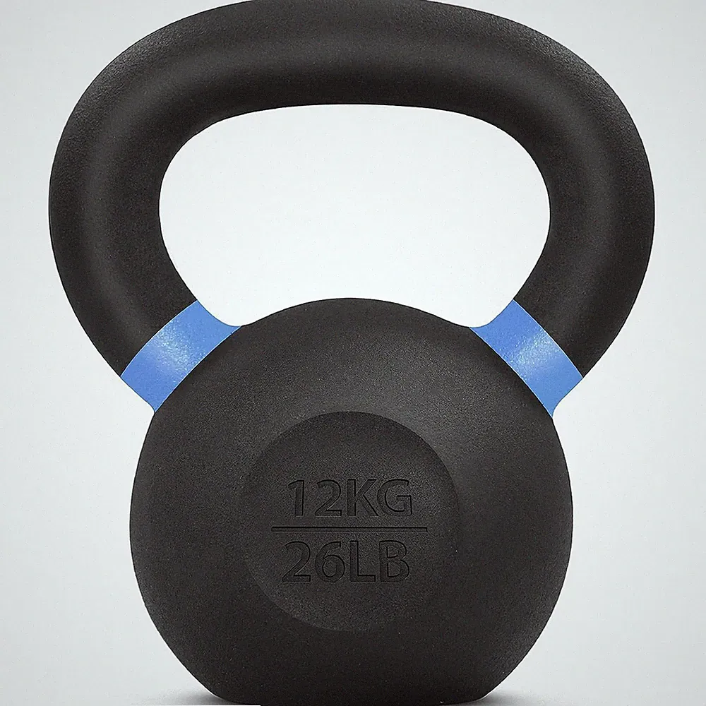 Yes4All 26lb Powder Coated Cast Iron Kettlebell w/ Non-Slip Handle & Flat Bottom
