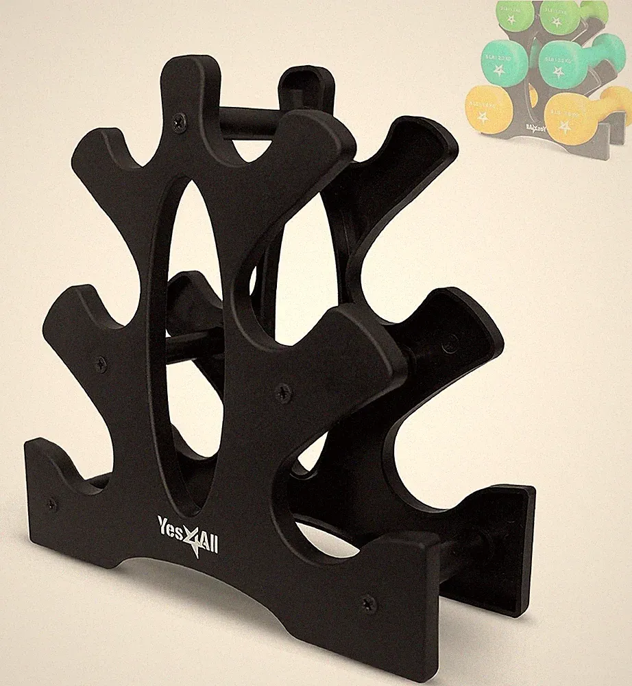 Yes4All 3-Tier Dumbbell Rack, Compact Plastic Weight Stand for 1-8 LB...