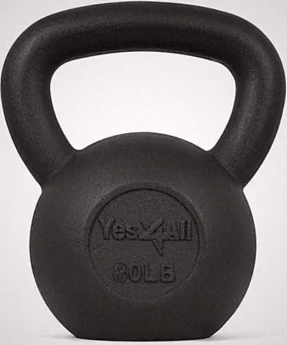 Yes4All 80 lbs Kettlebell Heavy Cast Iron Solid Smooth Handle Weights for Women/