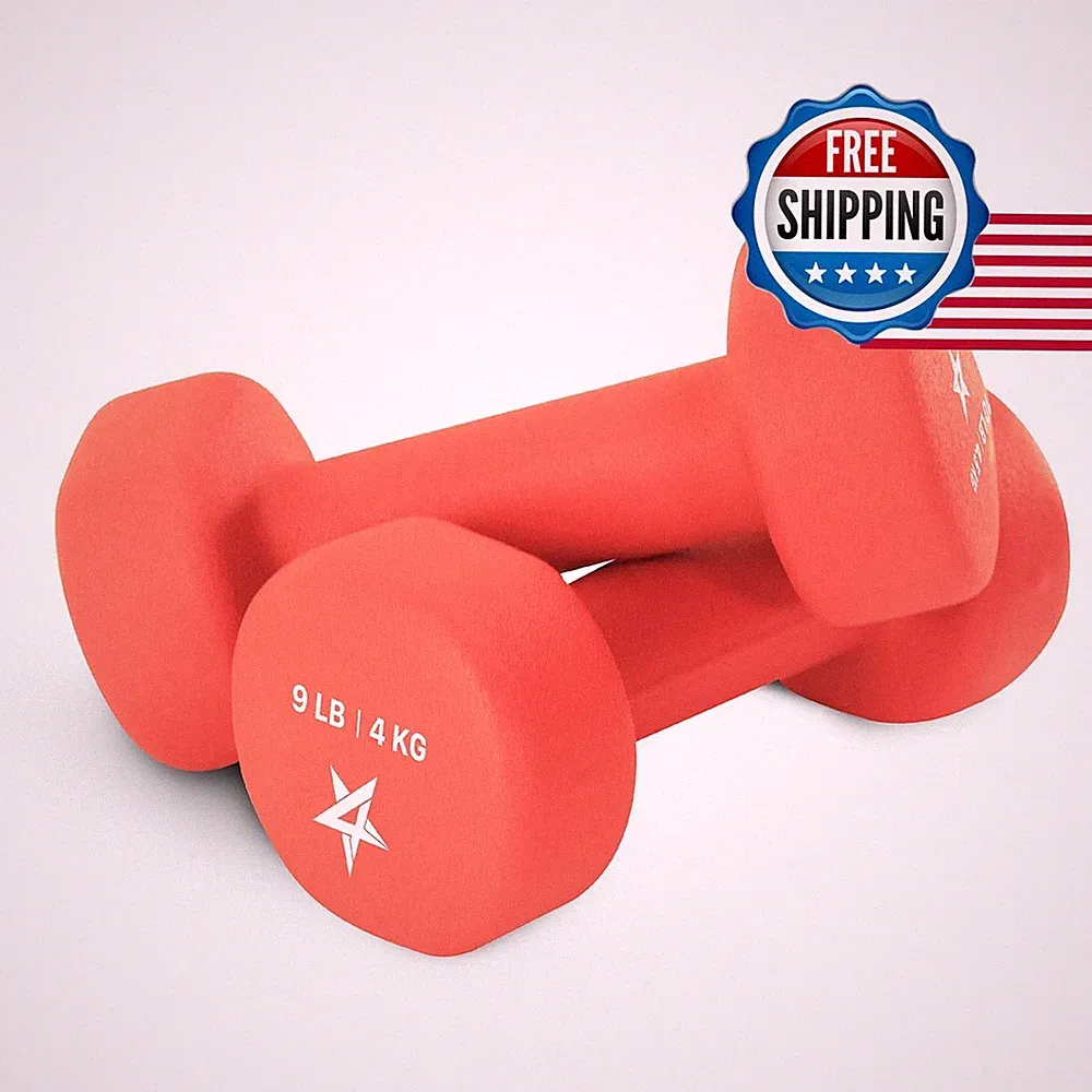 Yes4All 9 Lbs Dumbbells Neoprene Non Slip Grip Total Body Workout Total Weight