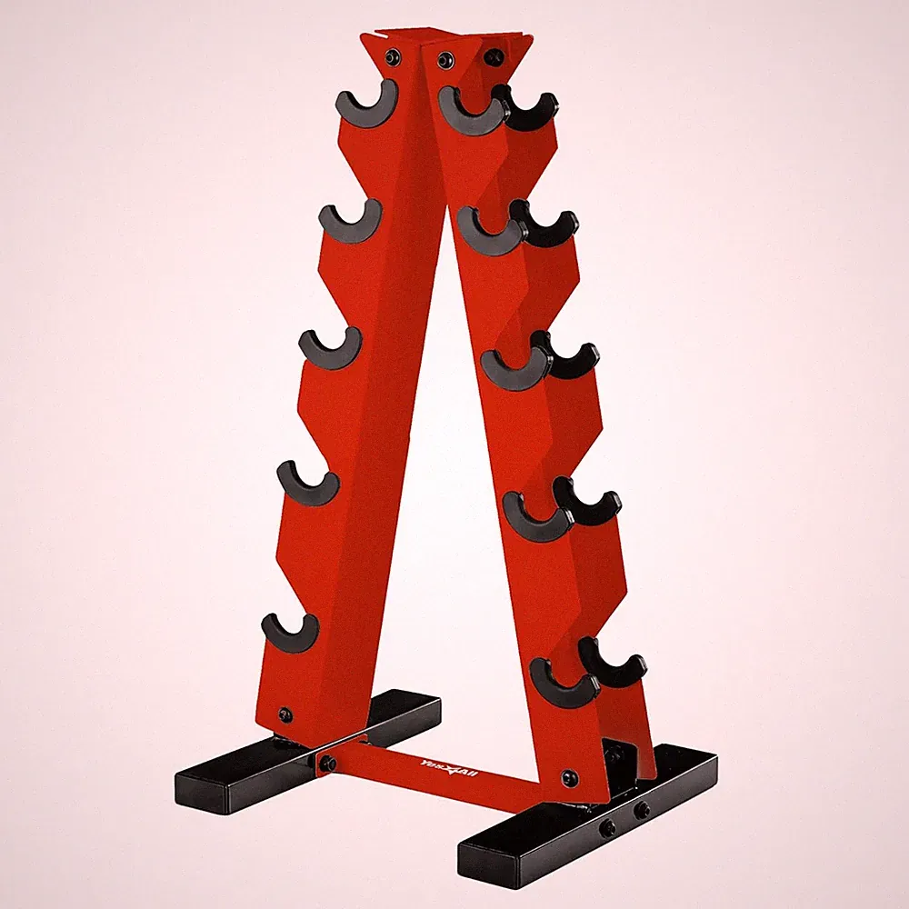 Yes4All A Frame Rack with 5 Tiers, Weight Storage for 5-25 Pound Dumbbells, Red
