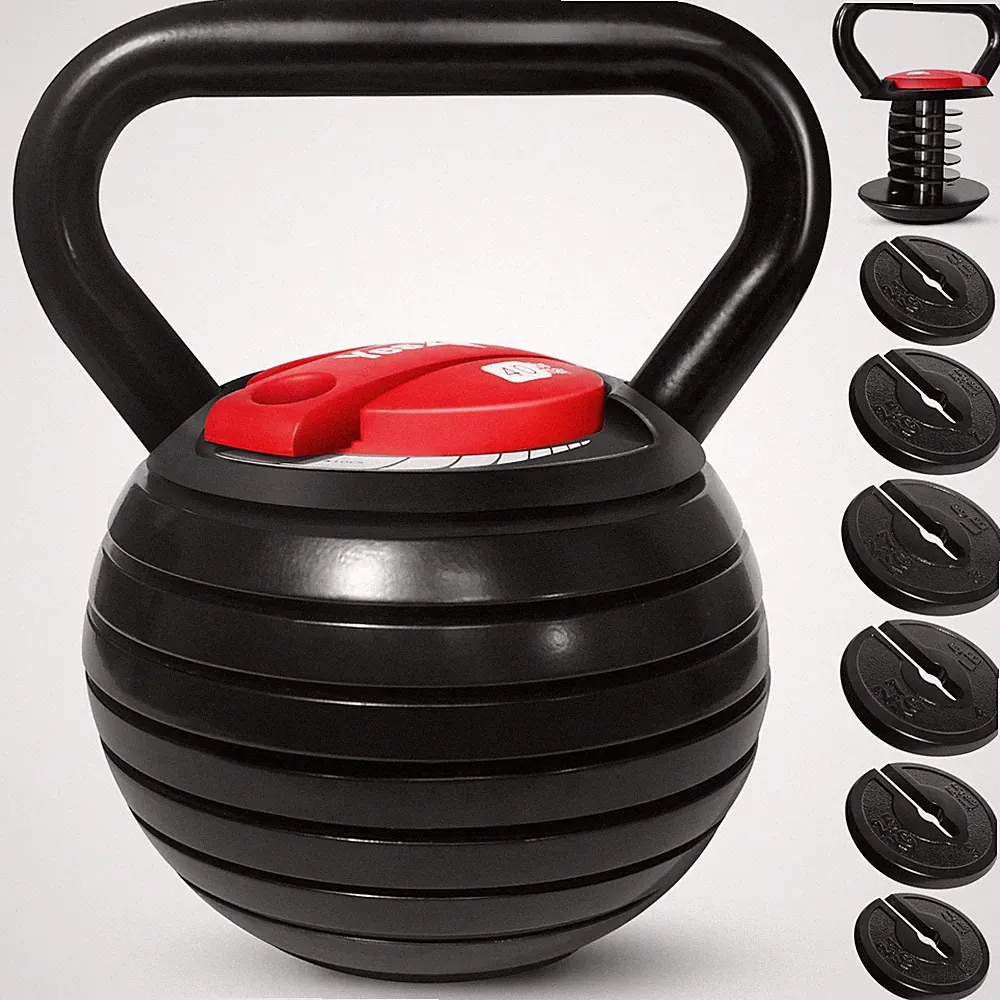 Yes4All Adjustable Kettlebell Set, 20–40 LB Weight Set, Solid Cast Iron Handl...