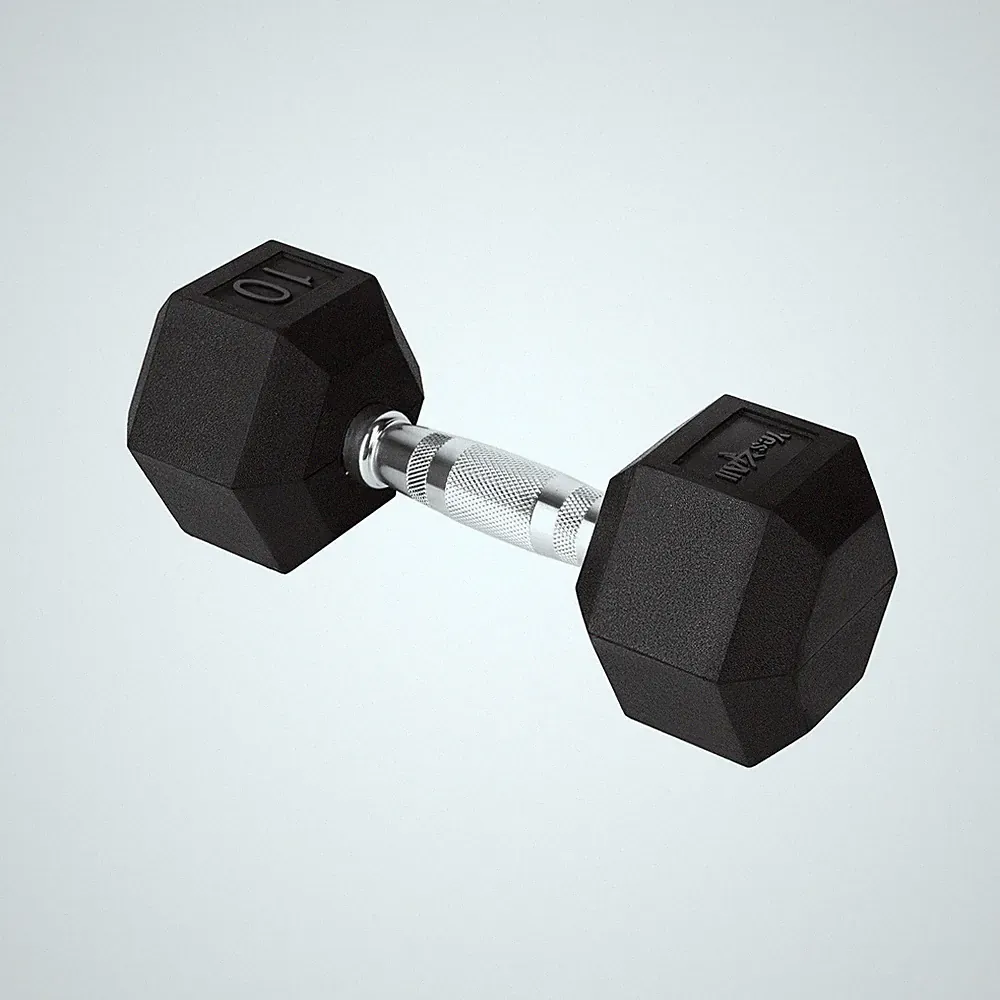 Yes4All Cast Iron - Chrome Grip Hex Dumbbell - 10 lbs - Single