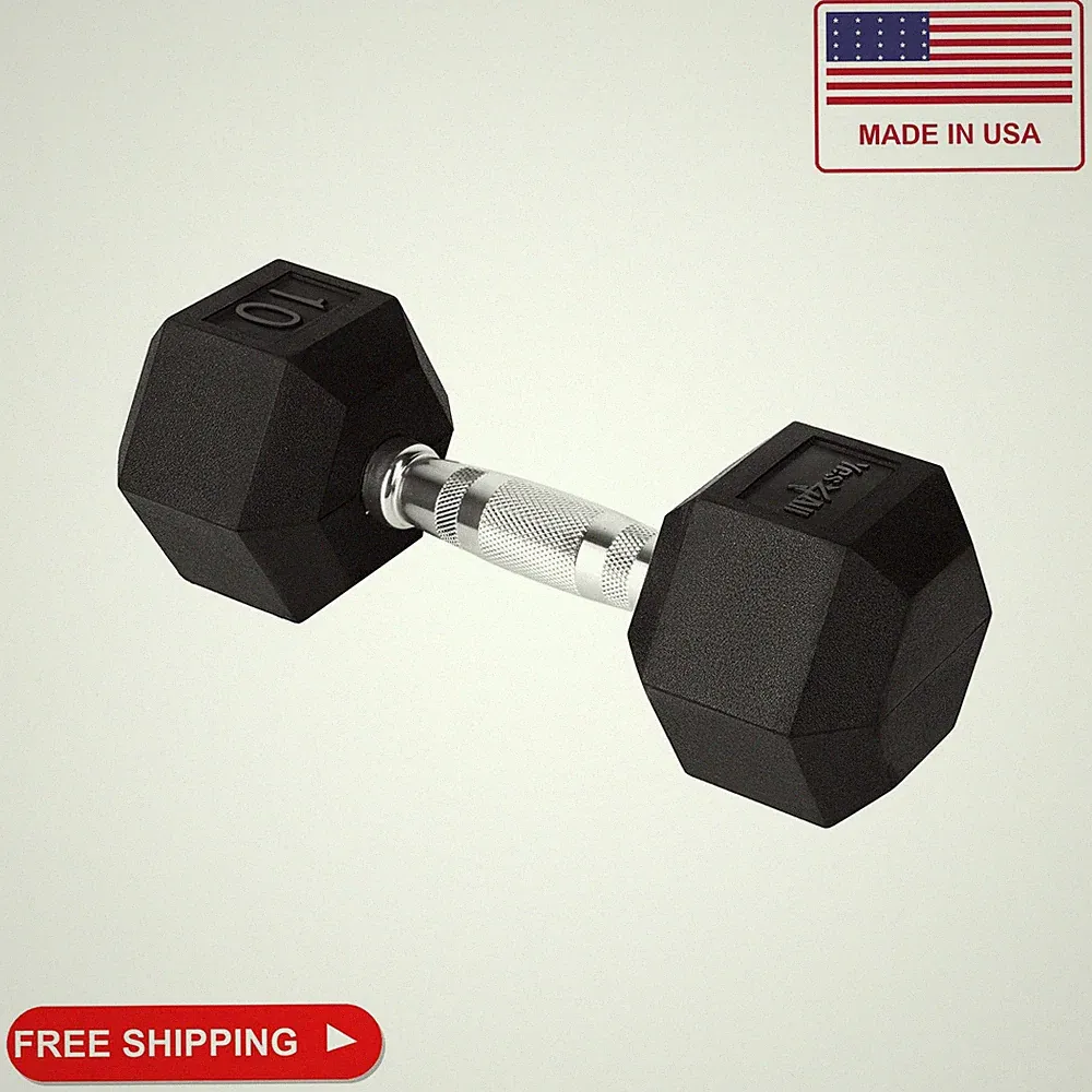 Yes4All Cast Iron - Chrome Grip Hex Dumbbell - 10 lbs - Single