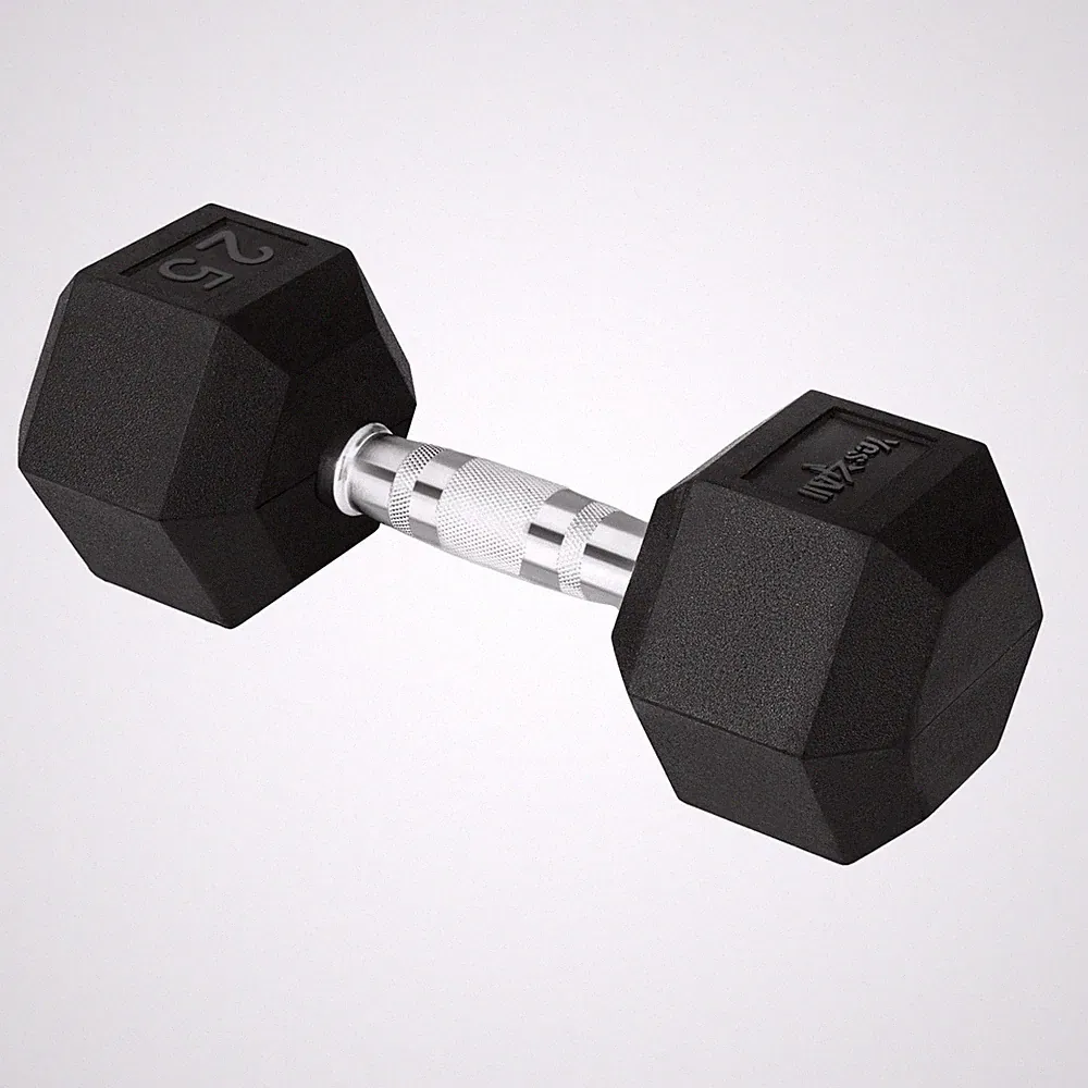 Yes4All Cast Iron - Chrome Grip Hex Dumbbell - 25 pounds, 25 Pounds - Single