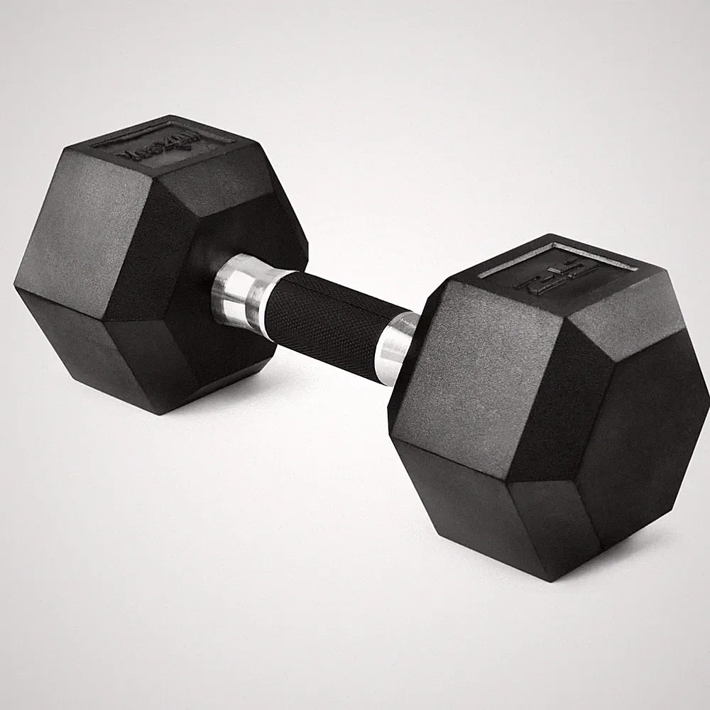 Yes4All Cast Iron Hex Dumbbell with Rubber Grip and PVC Coating, 25 Pounds