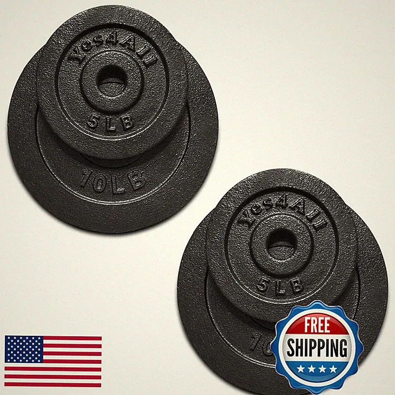 Yes4All Cast Iron Weight Plates 1.15 Inch Standard Weight Plate Set Of 4 8 Fits