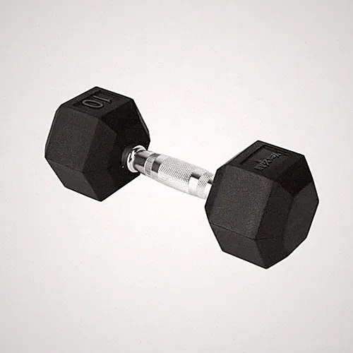 YES4ALL CHROME GRIP ENCASED HEX DUMBBELLS 10LBS WITH ANTI-SLIP SINGLE - BLACK