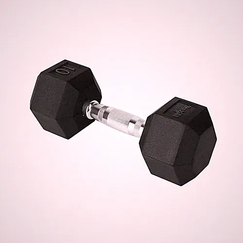 YES4ALL CHROME GRIP ENCASED HEX DUMBBELLS 10LBS WITH ANTI-SLIP SINGLE - BLACK