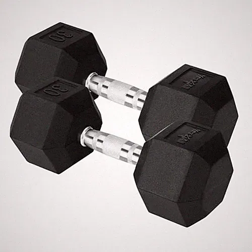 YES4ALL CHROME GRIP ENCASED HEX DUMBBELLS 30LBS PAIR - BLACK
