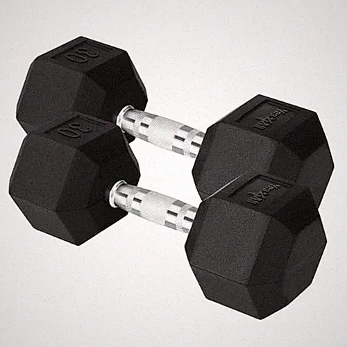 YES4ALL CHROME GRIP ENCASED HEX DUMBBELLS 30LBS PAIR - BLACK