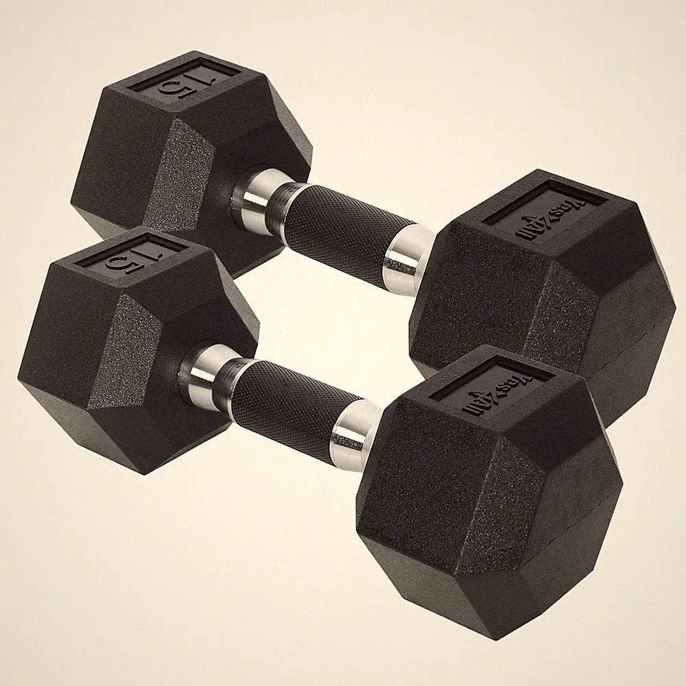 Yes4All Chrome/Rubber Grip Encased Hex Dumbbells – Hand Weights With Anti-Sli...