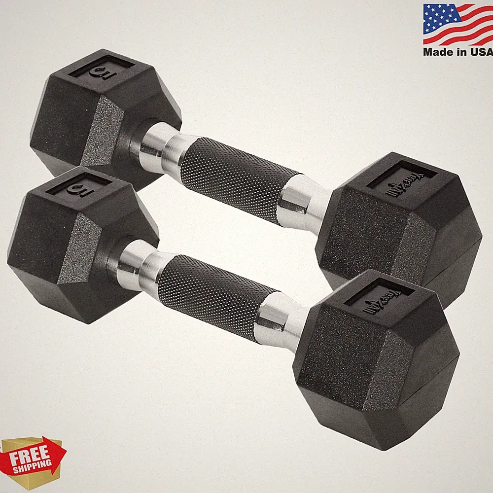 Yes4All Chrome/Rubber Grip Encased Hex Dumbbells – Hand Weights With Anti-Slip 1