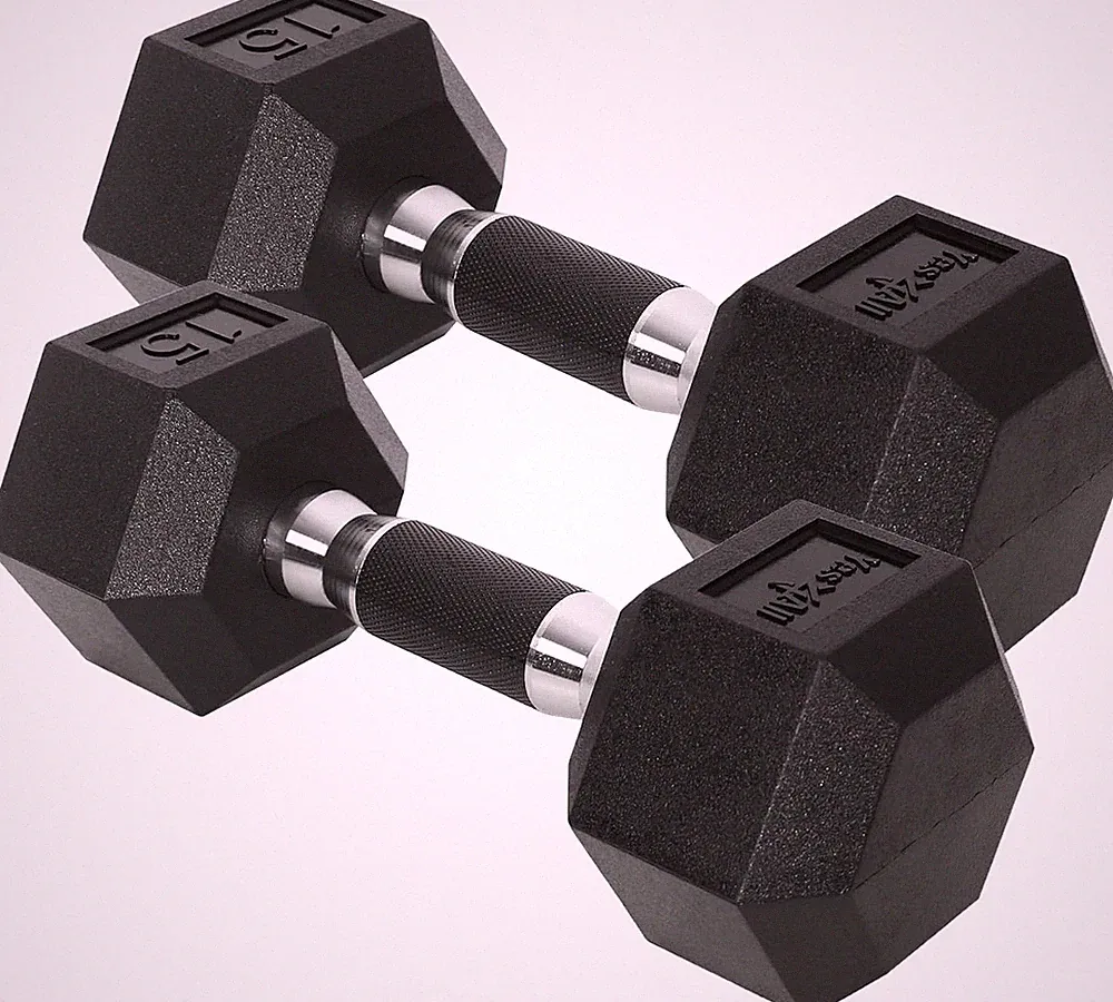 Yes4All Dumbbell Hex - Rubber Grip - 15lbs - Pair, Rubber Grips, C. 15lbs - Pair