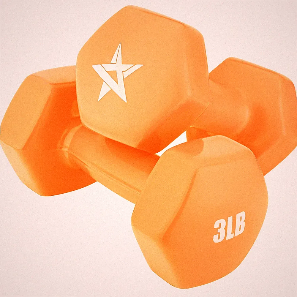 Yes4All Dumbbell Vinyl Coated - 3 lbs - Blazing Orange - Pair