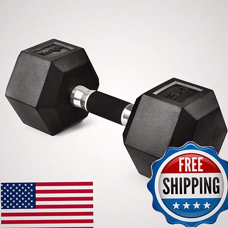 Yes4All Hex Dumbbell Rubber Grip - Premium Heavy Weight Dumbbell - 30Lbs Gxlq1