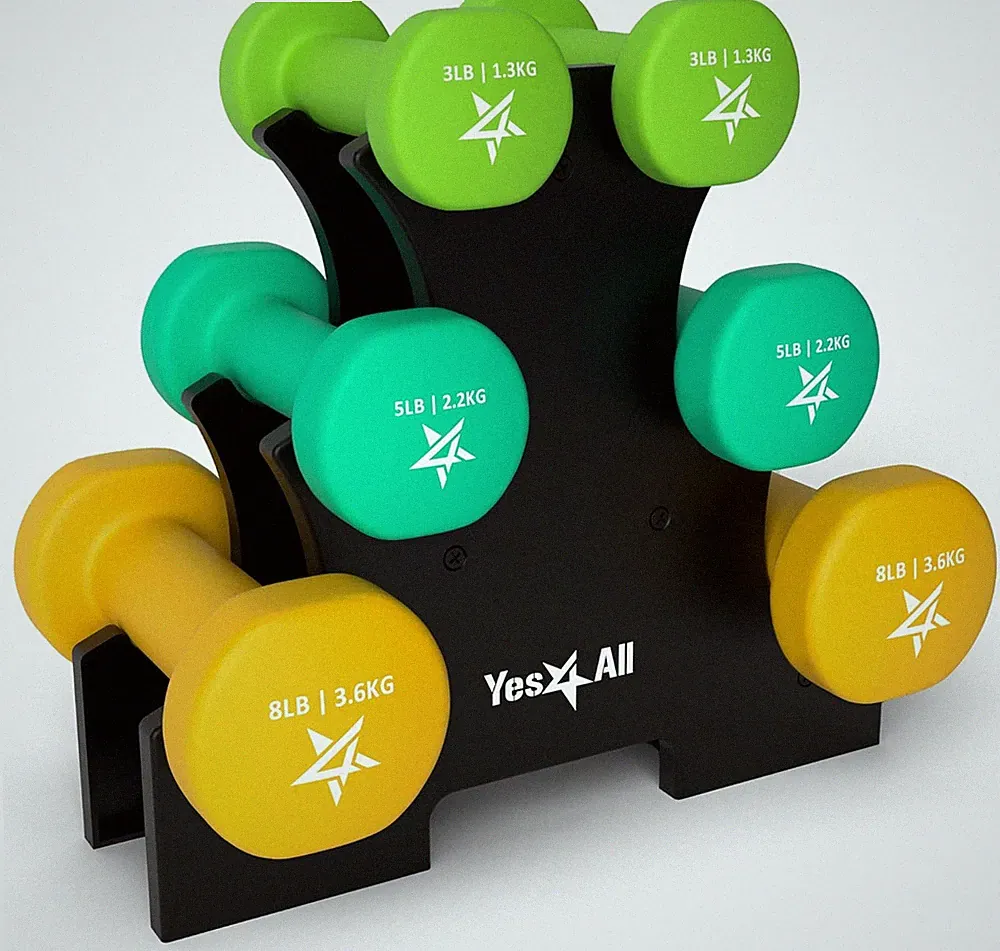 Yes4All Hex Neoprene Dumbbells Set of 2 Anti Roll