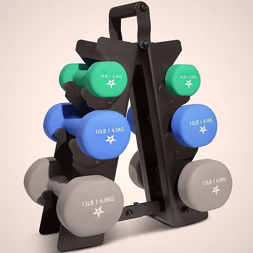 Yes4All Neoprene Coated Dumbbell Hand 60 lbs (Set with Rack), B. Multicolor