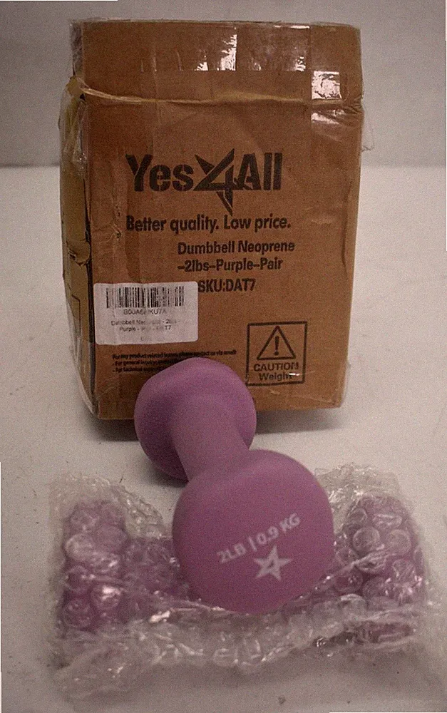 Yes4All Neoprene Coated Dumbbell Hand Weight Lifting Set of 2 Purple 2 lbs Each