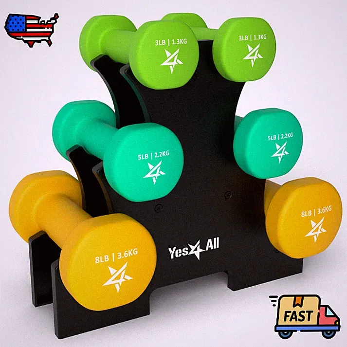 Yes4All Neoprene Dumbbell Set Hex Hand Weights Anti-Roll Anti-Slip PAIR