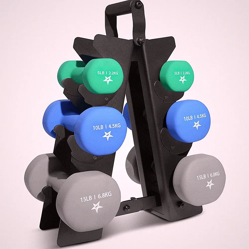 Yes4All Neoprene Dumbbell Set, Pair of 5, 10, 15 Pound Hand Weights with Rack