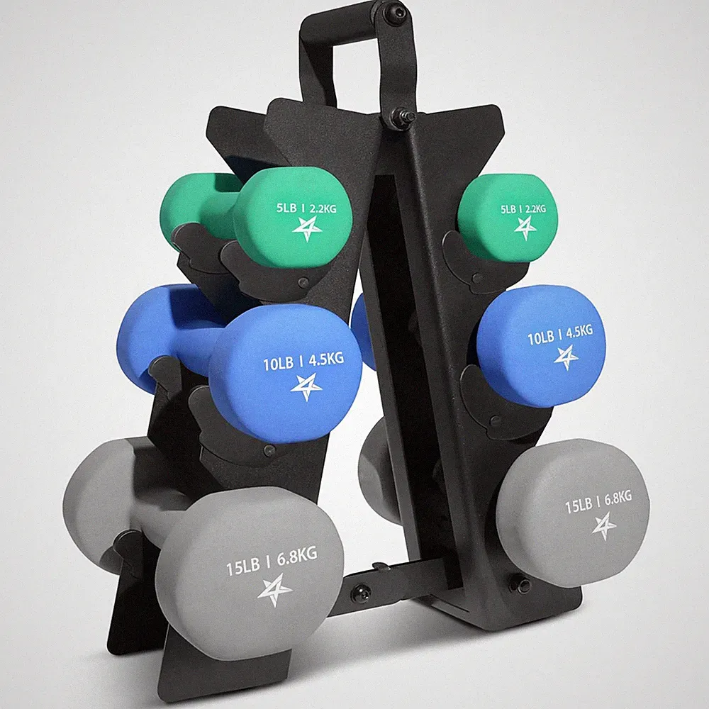 Yes4All Neoprene Dumbbell Set, Pair of 5, 10, 15 Pound Hand Weights with Rack