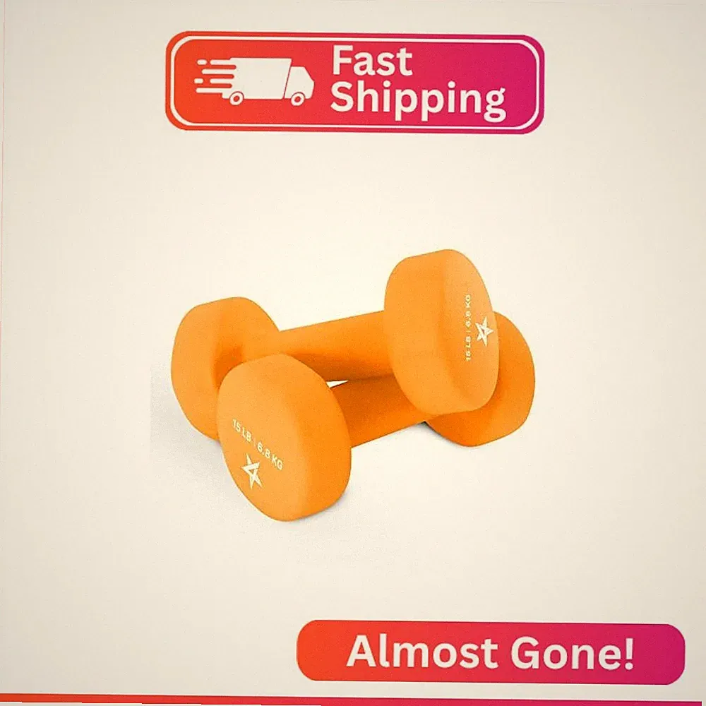 Yes4All Neoprene Dumbbells Set of 2, 15 lb Hand Weights, Dark Orange