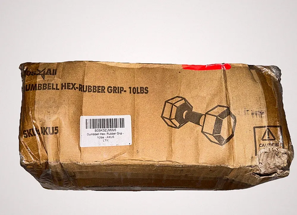 Yes4All Rubber Grip Encased Hex Dumbbell– Hand Weights with Anti-Slip 10 Ib