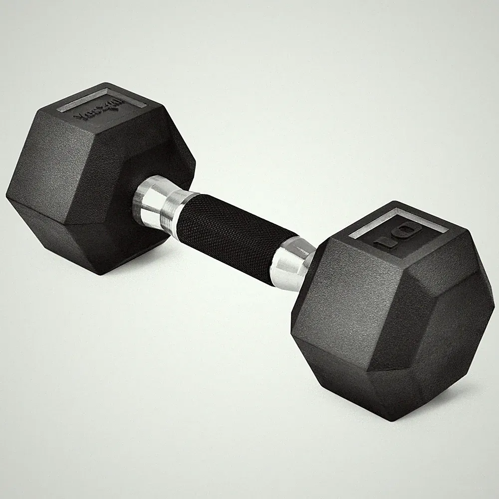 Yes4All Rubber Grip Encased Hex Dumbbell – Hand Weights With Anti-Slip 5-5