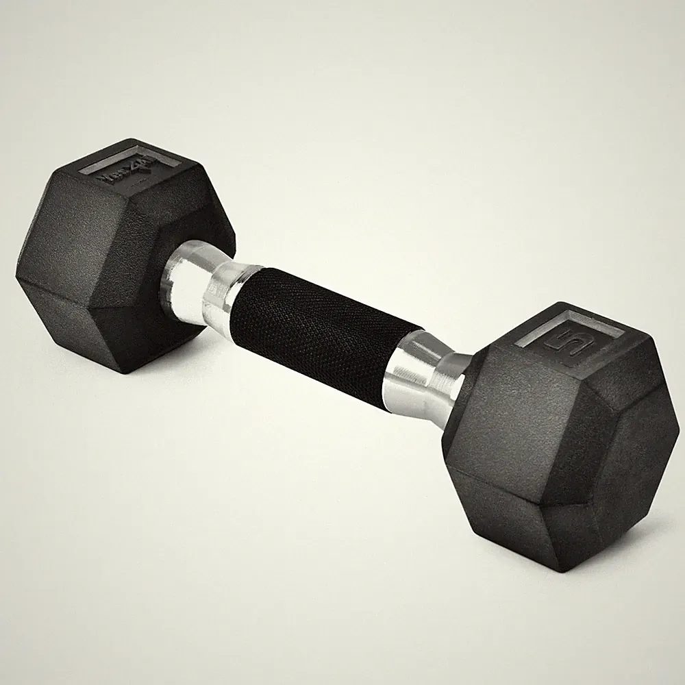Yes4All Rubber Grip Encased Hex Dumbbell – Hand Weights With Anti-Slip 5-5