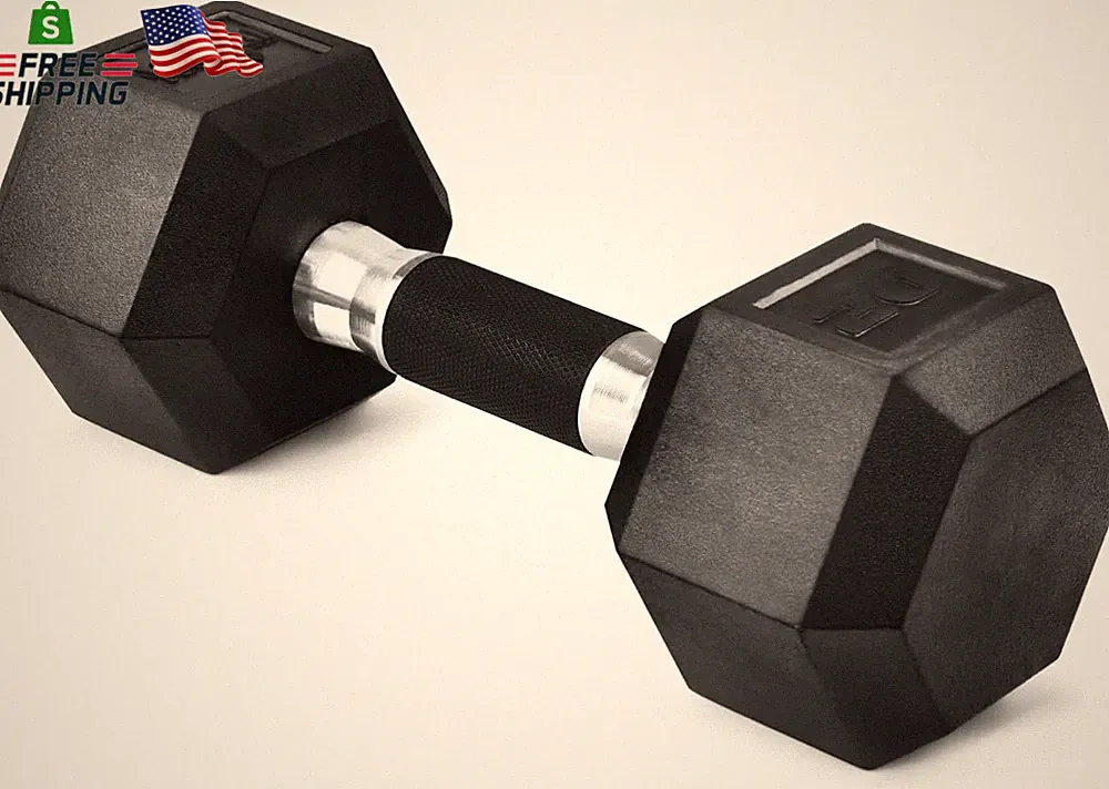 Yes4All Rubber Grip Encased Hex Dumbbell – Hand Weights with Anti-Slip 5-50 LBS