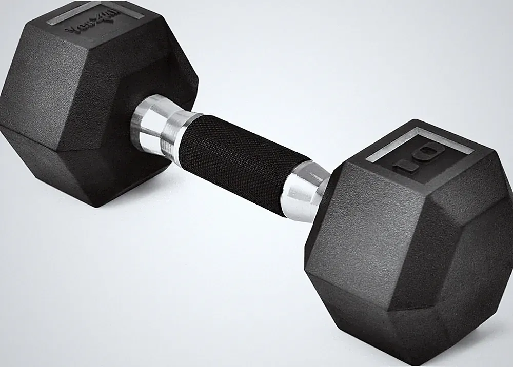 Yes4All Rubber Grip Encased Hex Dumbbells – Hand Weights with Anti-Slip 5-50 LBS
