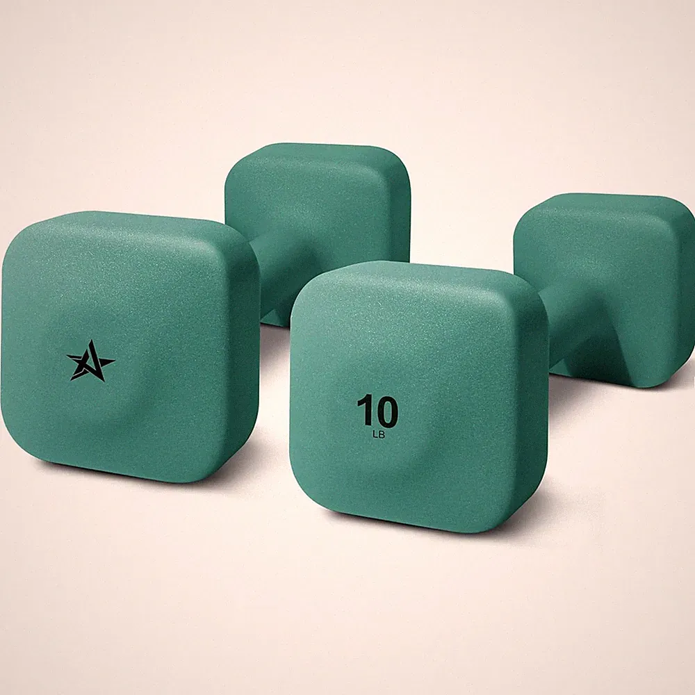 Yes4All Square Neoprene Dumbbell Set, Strength Training Hand Weights, 10lb, Army