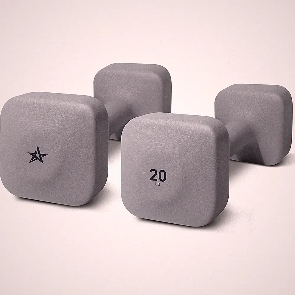 Yes4All Square Neoprene Dumbbell Set, Strength Training Hand Weights, 20lb, Grey