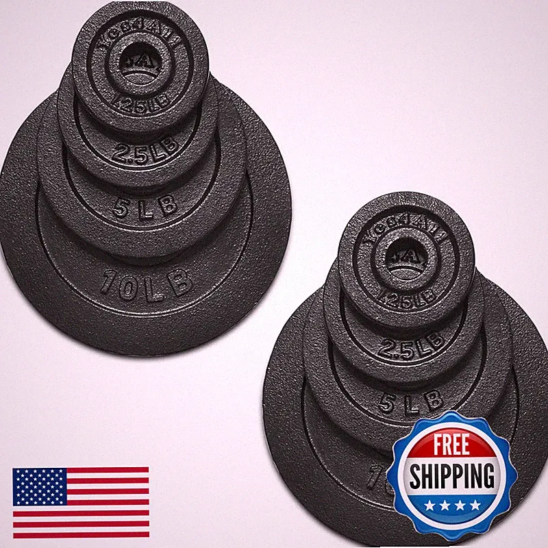 Yes4All Standard 1.15-Inch Cast Iron Weight Plates - 1.25 2.5 5 10Lbs - Pair