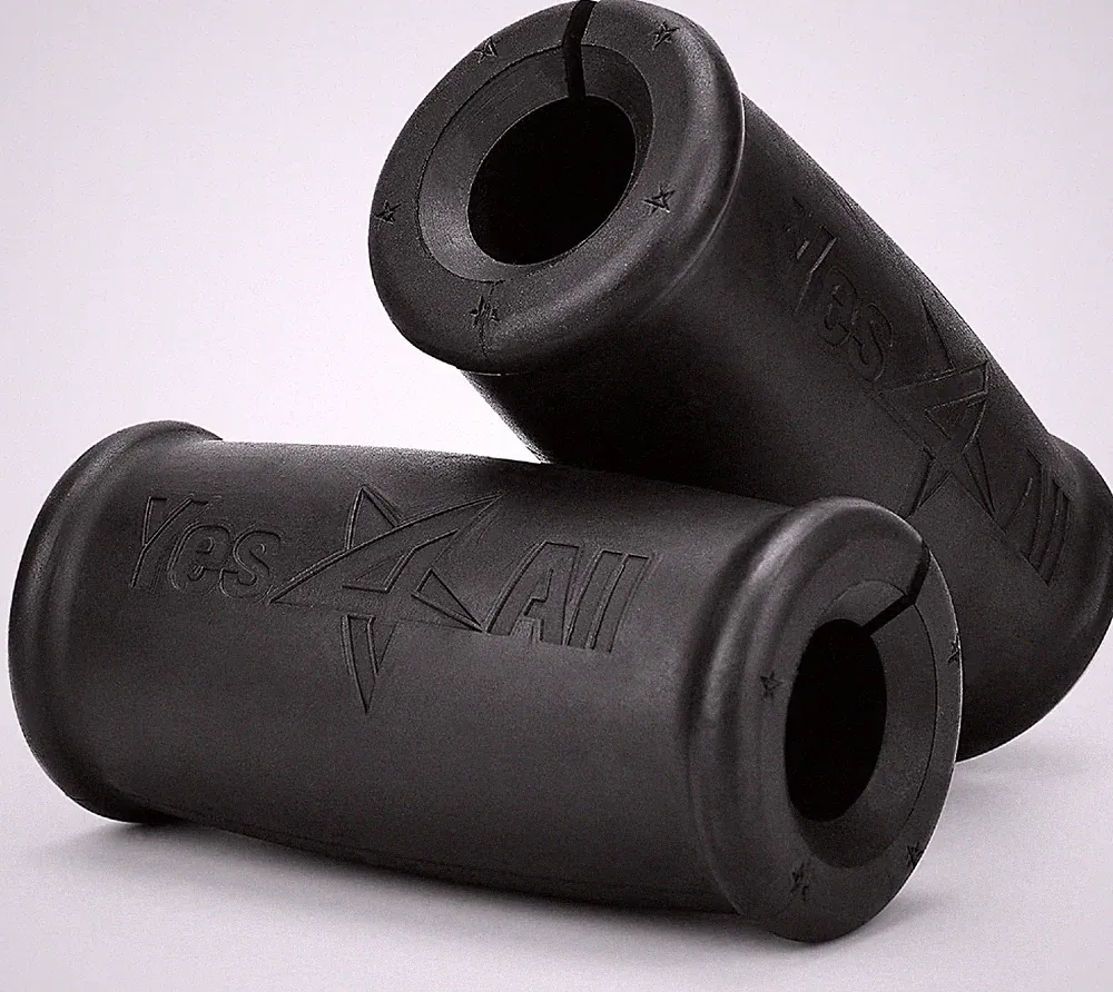 Yes4All Thick Dumbbell Handles Grips, Firm Rubber Barbell 2.2, A. Black