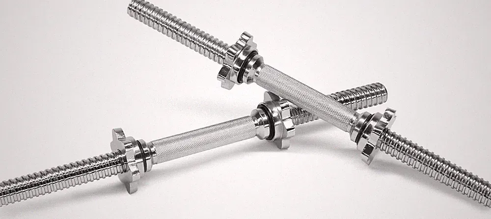 Yes4All Threaded Dumbbell Handles, 16 Inch Dumbbell Bar Pair, Chrome