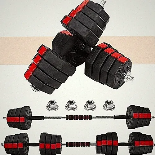 YES4ALL UPGRADED 66LBS PAIR ADJUSTABLE WEIGHTS DUMBBE - BLACK/RED