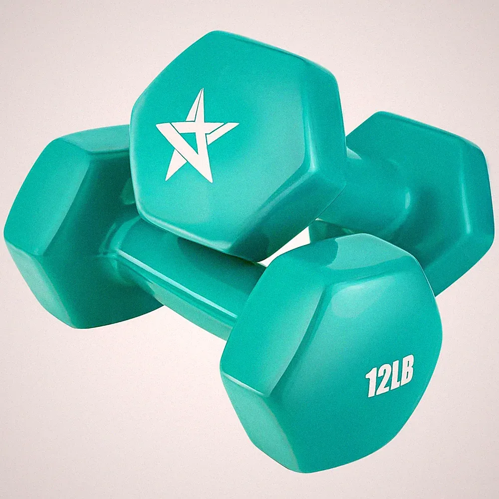 Yes4All Vinyl Hexagon Dumbbell, Set of 2 Hand Weights for Home Gym, (Open Box)