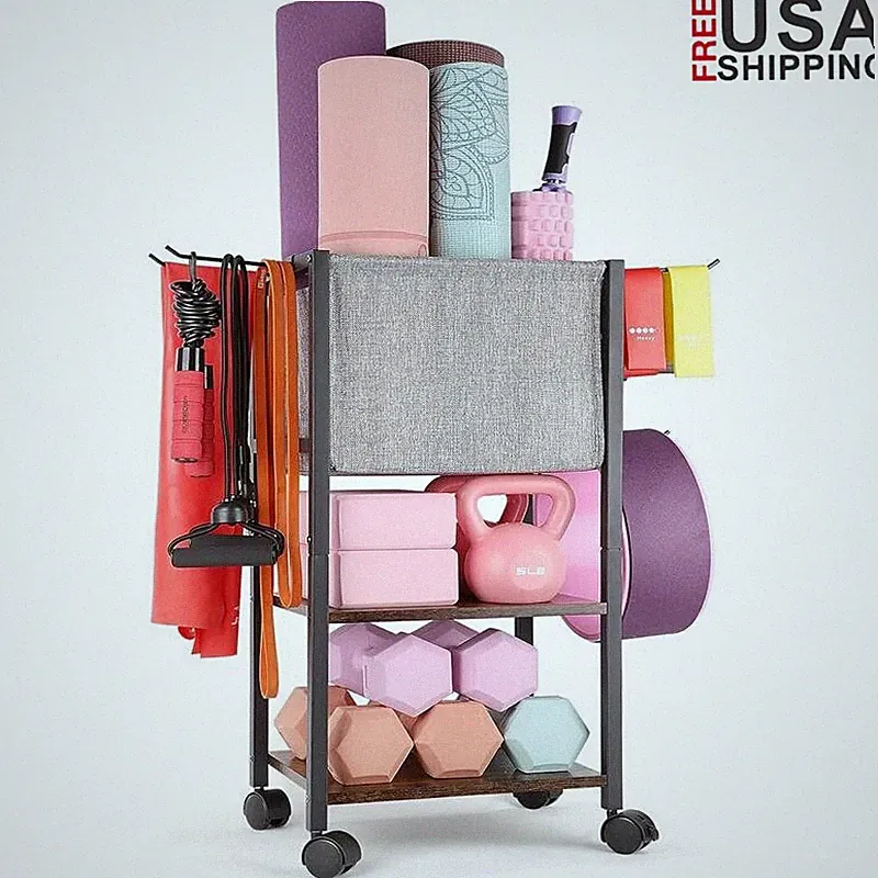 Yoga Mat Storage Rack Home Gym Organizer for Dumbbells Kettlebells Accessories