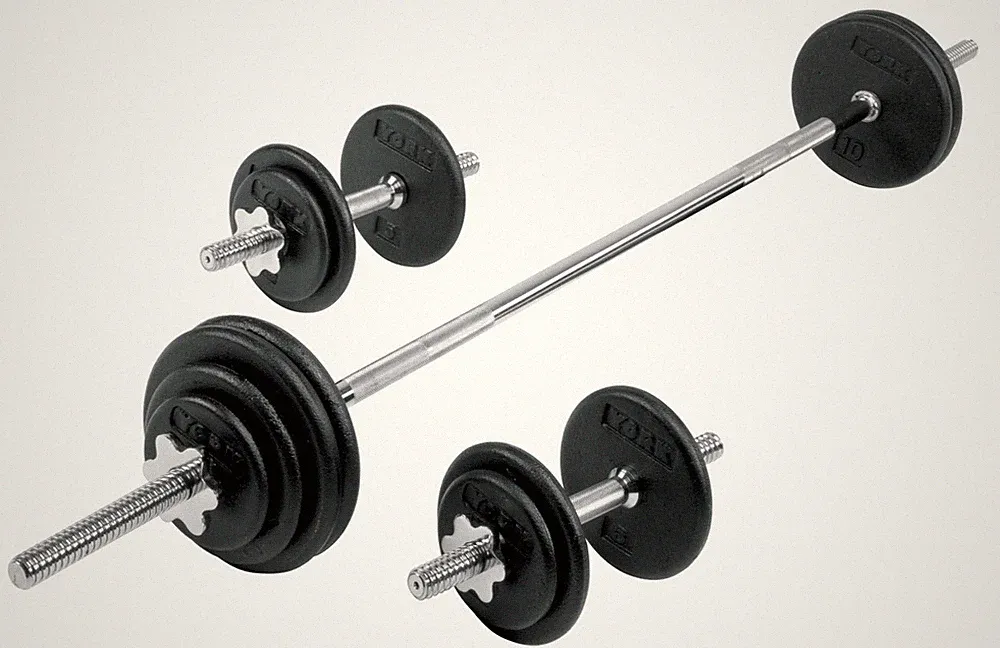 York Barbell 110 lb Adjustable Pro Cast Iron Dumbbell & Include 2.5lb, 5lb,10lb