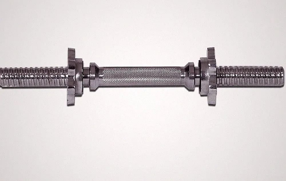 York Barbell 14″ Chrome Spin-Lock Dumbbell Handle with Two Spinlock Collars