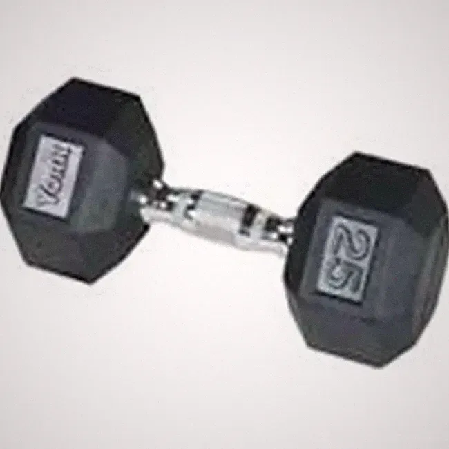York Barbell 34056 Rubber Hex Dumbbell with Chrome Ergo Handle - 17.5 lbs