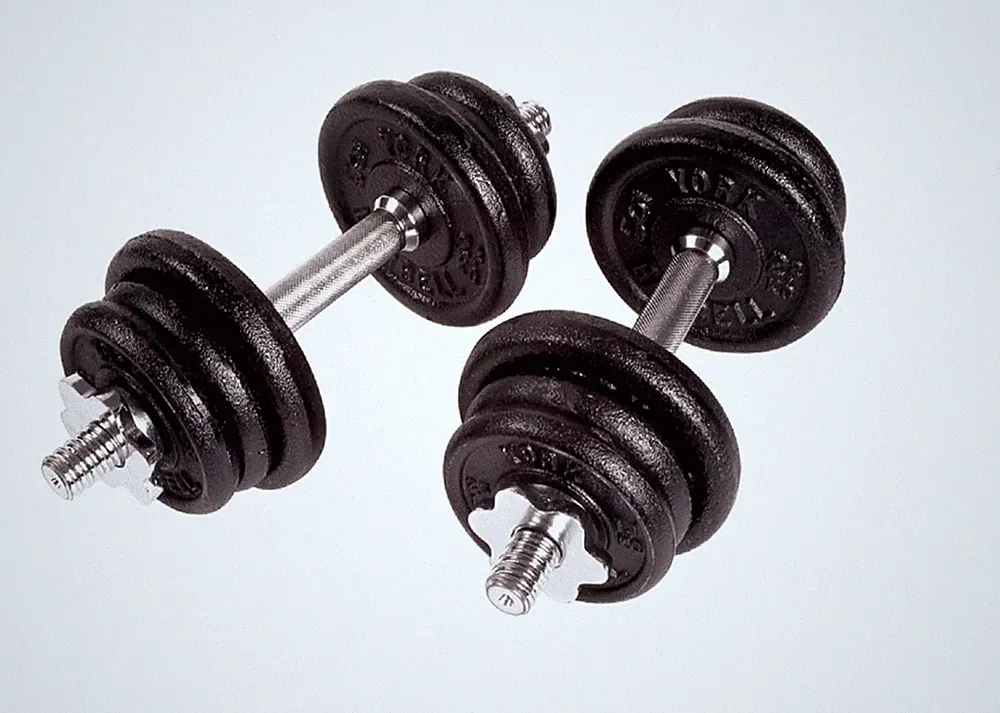 York Barbell Cast Iron Adjustable Spinlock Dumbbell Set –30 Lb.14” 2.5 Lb.2Pairs