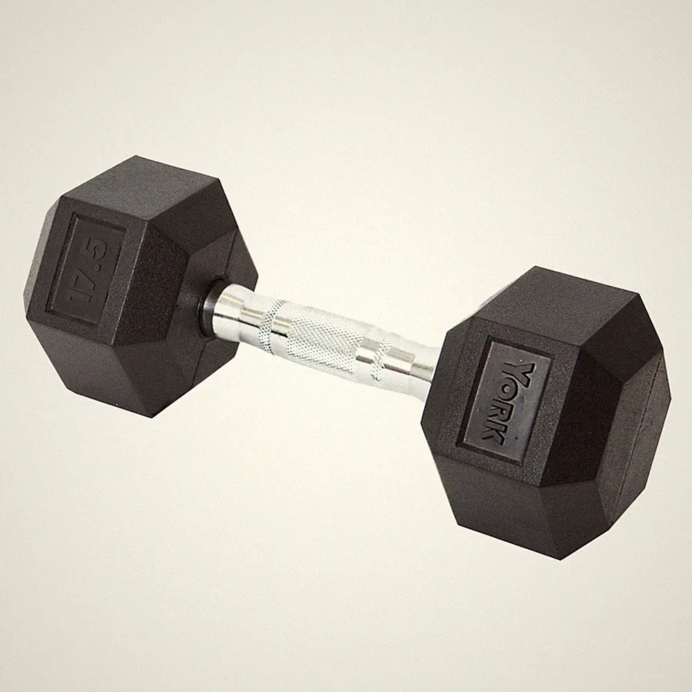 York Barbell Hex Dumbbell Set 17.5LB Rubber Coated Fixed Weight Dumbbells Pack1