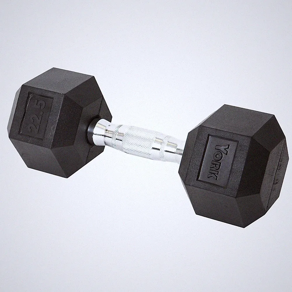 York Barbell Hex Dumbbell Set 22.5LB Rubber Coated Fixed Weight Dumbbells Pack 1